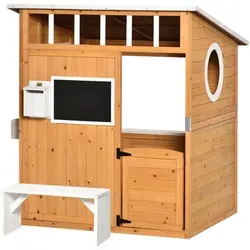 Spielhaus für Kinder aus Holz mit Fenster und Briefkasten