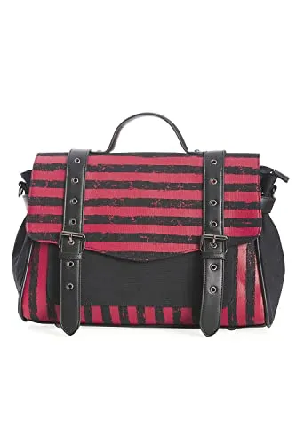 Banned Spooky Nightwalks Schultertasche - Damentasche im Streetwear-Stil, aus 100% Baumwolle mit auffälligen Nieten und magnetischem Taschenverschluss für einen coolen Look.