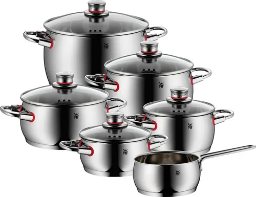 WMF Topf-Set 6er Set Quality One, silber, Edelstahl - Hochwertiges Kochtopf-Set aus Edelstahl mit Cool+ Technologie für reduzierte Wärmeübertragung. Ideal für kreative Kochabenteuer in der Küche.