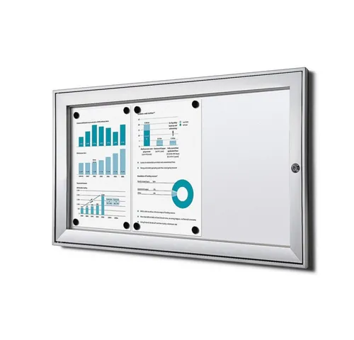 Showdown Displays Hängevitrine SCS - 3x DIN A4, Aluminium Silber - Robuster Schaukasten für Innen und geschützte Außenbereiche, abschließbar mit durchsichtiger PS-Frontscheibe und trocken abwischbarer Rückwand - ideal für Schulen und Büros.
