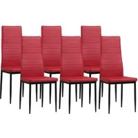 ALBATROS Esszimmerstühle 6er Set Milano, Rot - Edles italienisches Design für Ihr Zuhause - Esszimmerstühle im italienischen Flair, robustes Kunstleder und dicke Polsterung für hohen Sitzkomfort, SGS geprüft für Qualität und Sicherheit.
