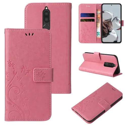 Handyhülle für Huawei Mate 10 Lite Case Tasche Blume Schmetterling Rosegold