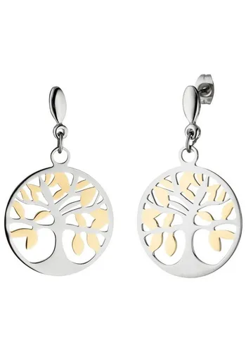 JOBO Paar Ohrhänger Lebensbaum, Edelstahl bicolor von JOBO