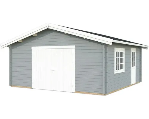 Einzelgarage Palmako Roger 27,7 m² mit Holztor – hellgrau-weiß - Geräumige Einzelgarage mit Satteldach und robustem Holztor. Ideal für den Schutz Ihres Fahrzeugs und vielseitig einsetzbar im Gartenbereich.