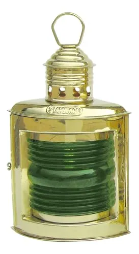 Steuerbordlampe mit Petroleumbrenner Schiffslampen Messing H=23cm Sea-Club