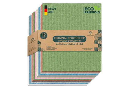 ZUKUNFTSENKEL Nachhaltige Schwammtücher – Waschbar und Wiederverwendbar - Schwämme aus 95% Zellulose und 5% Baumwolle, 100% plastikfrei und biologisch abbaubar. Ideal für umweltbewusste Haushalte, die Plastikmüll reduzieren wollen!