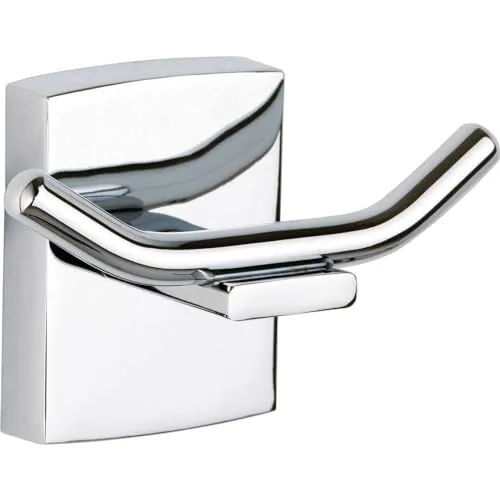 tesa KLAAM Handtuchhaken, verchromter Edelstahl - Bad-Haken zur Wandbefestigung ohne Bohren, inkl. Klebelösung - 96mm x 61mm x 47mm