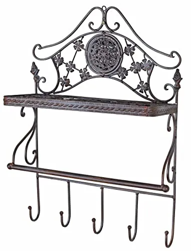 Produktbild Wandablage Landhausstil Küchenregal Hakenleiste Antik Wandregal Ablage Metallregal wk034 Palazzo Exklusiv