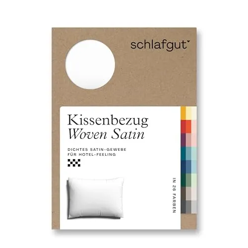 Schlafgut Kissenbezug Woven Satin aus Mako-Baumwolle - Kissenbezug aus 100% Baumwolle, dicht gewebt für ein 5-Sterne-Schlafgefühl, mit unsichtbarem Reißverschluss und umweltfreundlicher Zero-Waste Verpackung.