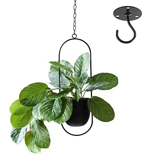 VDYXEW Metall Hängend Blumentopf ，Hängender Dekorationstopf Metall Schwarzer Bolo Blumenampel Decke hängender Übertopf für Zimmerpflanzen, Sukkulenten, Luftpflanzen (Schwarz-1 Pack)