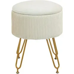 HOMCOM Sitzhocker mit Stauraum 2-in-1 - Sitzbänke & -truhen mit 13,5L verstecktem Stauraum, vielseitig einsetzbar als Hocker oder Beistelltisch, elegantes Design mit weichem Bezug und stabilen Metallbeinen.