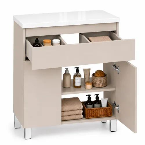 paplinskimoebel Aufsatzwaschbecken Kommode 60 cm in Kaschmir mit Soft-Close