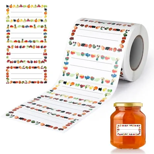 AiQInu 500 Stück Marmeladen Etiketten Selbstklebend, Etiketten Zum Beschriften, Klebeetiketten Marmelade Für Marmeladengläser Flaschen Gewürzgläser