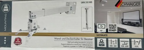 Schwaiger Beamer-Wandhalterung LWH310WD – Neigbar & Drehbar - Flexibel einstellbare Beamerhalterung von SCHWAIGER für optimale Projektion. Bis 20 kg belastbar, ideal für Heimkino und Büro. Inklusive Montagezubehör für einfache Installation.