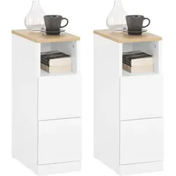SoBuy 2er Set Nachttisch Schmal mit 2 Schubladen 20cm Breite