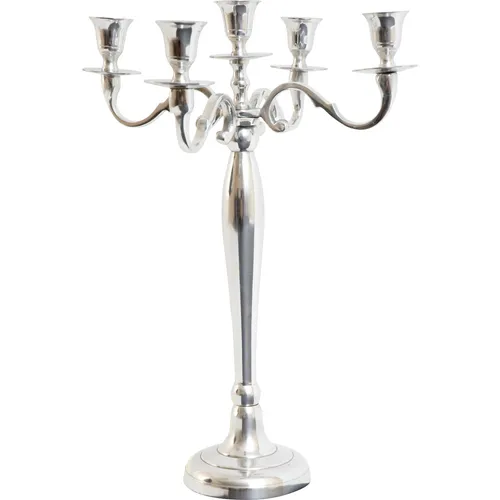 Deko Kerzenständer Kerzenhalter 5 armig poliertes Aluminium silber Höhe 40,5 cm