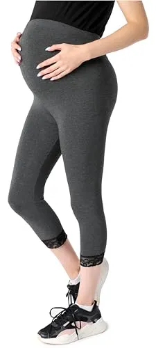 Be Mammy 3/4 Umstandsleggings aus Viskose BE20-161 (Dunkelmelange, XXL)