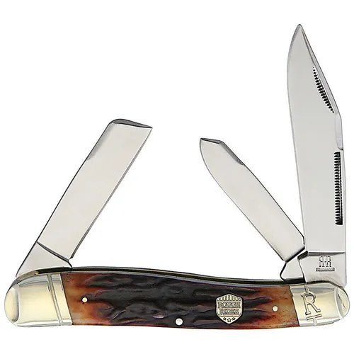 Rough Ryder Large Stockman Taschenmesser mit braunem Hirschknochen-Griff, RR1799