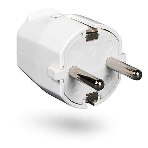 HEITECH PVC Schutzkontakt Stecker bruchsicher - Schutzkontaktstecker weiß, 250V, 16A, IP20 für Innenbereich - Schuko Stecker
