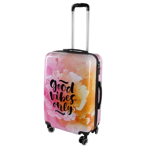 H4L Reisekoffer Hartschalenkoffer Größe M Rosa - Robuster Hartschalenkoffer aus hochwertigem Polycarbonat mit modernem Design, ideal für Reisen. Ausgestattet mit Teleskopgriff, 4 Leichtlaufrollen und Zahlenschloss für höchsten Komfort.