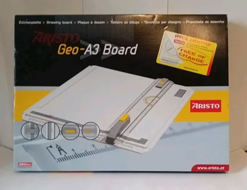Aristo AR7033 Geo-Board - A3 Zeichenplatte aus schlagfestem Kunststoff, ergonomisch und ideal für präzise technische Zeichnungen mit Schnellzeichendreieck AR7090