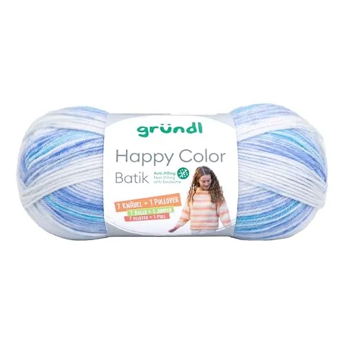 gründl Happy Color Batik Strickwolle 250m Lauflänge Nadelstärke 4-5 Ökotex 100 Waschbar 30°C 100% Polyacryl Farbe 05