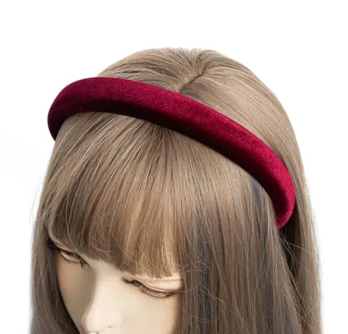 axy Gepolstert Haarreif aus Samt Wunderschön Damen Stirnband Haarschmuck Haarreifen HRK10 (Rot)