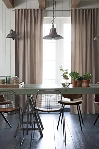 Elbersdrucke Verdunklungsvorhang Sundown 09 beige - Schiebevorhang in Leinenoptik, wärmeisolierend und verdunkelnd (98%), ideal für Wohnzimmer und Schlafzimmer, individuell kürzbar dank verdecktem Schlaufenband.