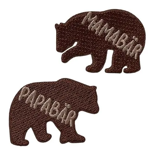 Mono-Quick 14269 Mama+Papa Bären Applikation, Bügelbild, Patch, Aufnäher, Mamabär Papabär 2er Set