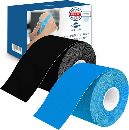 Axion Kinesiologie-Tape Wasserfestes Kinesio-Tape in schwarz & blau, 2 Rollen (2-St) Sporttape