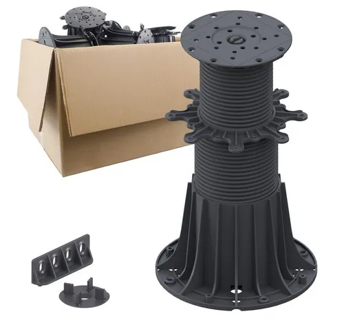 Trevendo Universal Pro Stelzlager Sparpakete - Dämmstoffe, 18er Pack für individuelle Höhenanpassung von 150 - 350 mm, ideal für stabile Terrassendielen-Installationen.