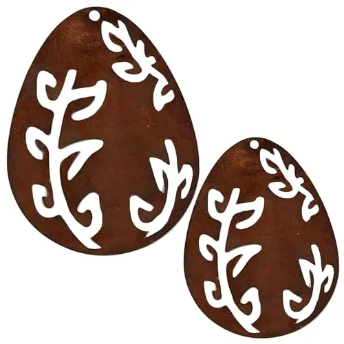 Rostikal 2er Set Ostereier 10 und 8 cm Osterdeko zum aufhängen Osterdekoration Ostern Deko