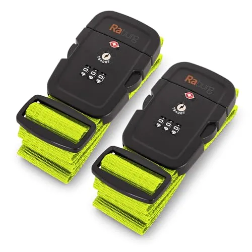 2er Set Koffergurt mit TSA-Zahlenschloss, flexibel verstellbar bis 190 cm Grün