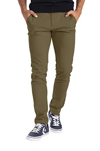 BlauerHafen Herren Chino Hose Casual Chinohose Baumwolle Freizeithose Arbeitshose Stretch Outdoorhose Pants Trousers Essentials Herren Legere Stretch-Chinohose in sportlicher (40W / 30L, Khaki)