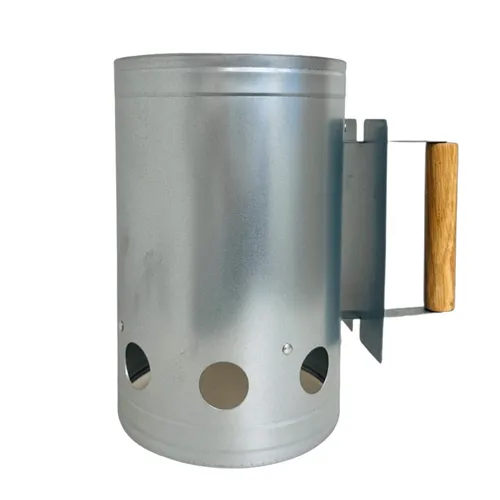 XL Stahl Anzündkamin Holzgriff mit Hitzeschild Kohle Grillanzünder Grillstarter