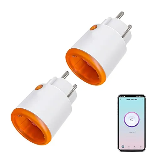 Smart Power Plugs: Zigbee Smart Plug mit Mess- & Timerfunktion, Tuya App Control, Notification Push, Zigbee Hub erforderlich, 16A Zigbee Steckdose kompatibel mit Alexa, Google Home (2-Pack)