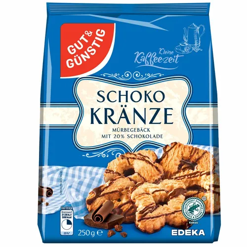 Gut&Günstig Schokokränze Mürbegebäck mit 20% Schokolade