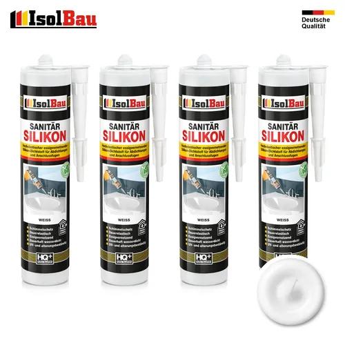 Sanitär Silikon Weiss 4 x 300 ml Dichtstoff Bad Küche Dusche Abdichten Kleben