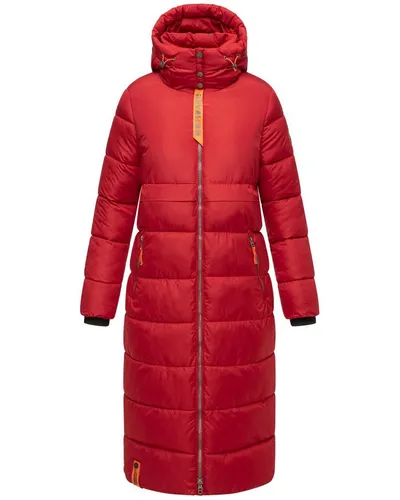 Navahoo Damen Wintermantel - Warmer Steppmantel mit Kapuze in Deep Red, Gr. M - Funktionsjacken: Modischer, wind- und wasserabweisender Steppmantel mit Innentasche für Bluetooth-Kopfhörer, ideal für den Winter und perfekt kombinierbar.