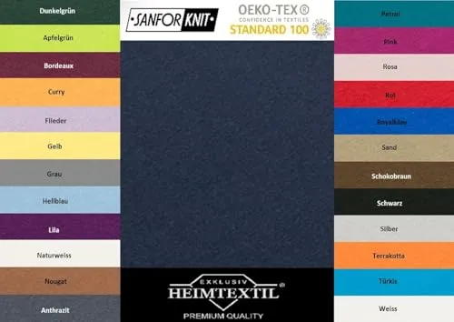 EXKLUSIV HEIMTEXTIL Marke Jersey Spannbettlaken 60 x 120-70 x 140 cm 100% Baumwolle Öko - Tex Zertifiziert, Markenqualität, Matratzenhöhe bis 10 cm, Navyblau