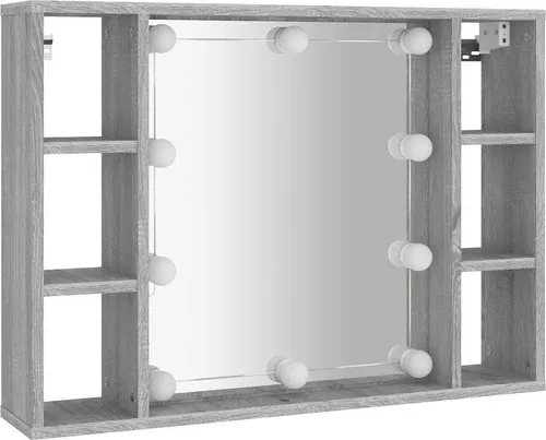 vidaXL Spiegelschrank mit LED Grau Sonoma 76x15x55 cm