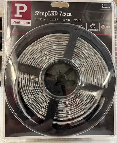 Paulmann LED-Strip-Set Simp LED - Farbwechsler für kreative Innenbeleuchtung - LED-Lampen, 750 cm lang mit dimmbaren Farbwechselfunktionen für stimmungsvolle Dekoration in Ihrem Zuhause. Ideal für Partys, romantische Abende oder zur effektvollen Inszenierung Ihrer Lieblingsbilder.