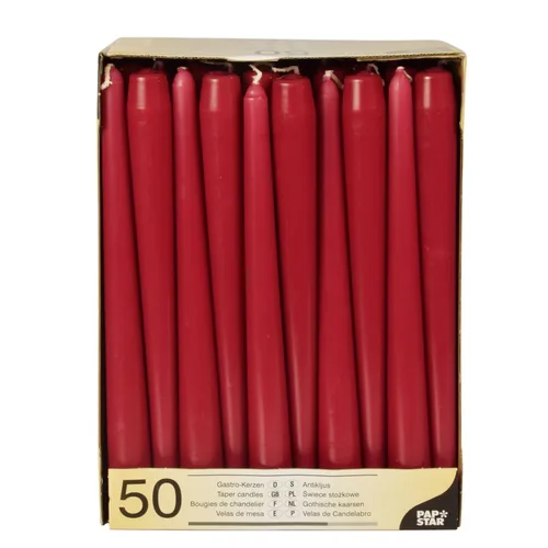 Papstar Leuchterkerzen 50 Stück - Farbvielfalt für jeden Anlass - Kerzen & Teelichter, RAL-gütegeprüft mit ca. 7 Stunden Brenndauer, ideal für stimmungsvolle Dekorationen.