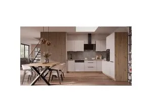 Winkelküche Solano 280x270 cm - Küchenzeilen mit stilvollem Design in Kaschmir beige und Eiche Artisan, variabel stellbare Schränke für optimalen Stauraum, ideal für jeden Küchenbereich.