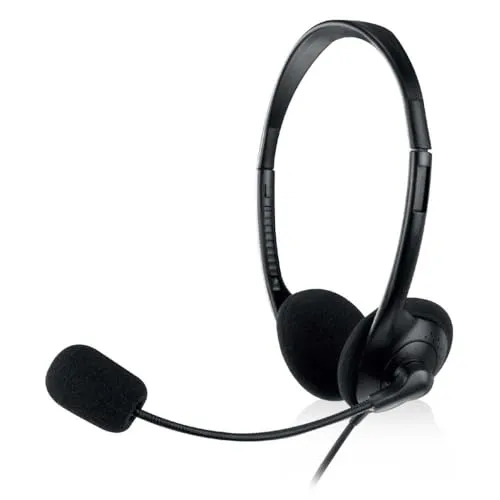 Ewent EW3568 Leichtes USB Headset mit Mikrofon für PC,Lautstärkeregler und Stummschalter für Mikrofon und Headset,USB Anschluss,Kabel 2,1m,Plug&Play für PC,Laptop,MacBook,Skype - Schwarz