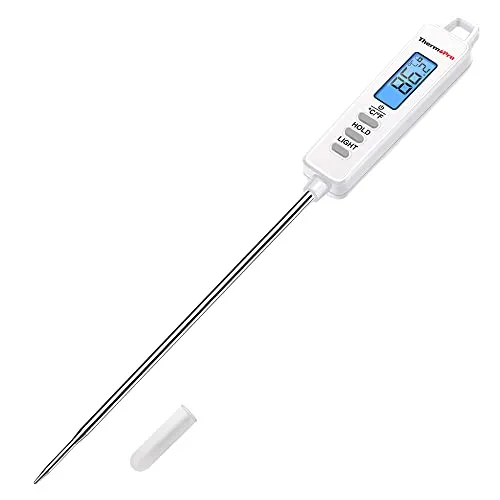 ThermoPro TP01 Fleischthermometer Digital Grillthermometer Bratenthermometer Küchenthermometer Haushaltsthermometer sofort lesbar mit Langer Sonde für Braten, Grill, BBQ, Smoker (White)