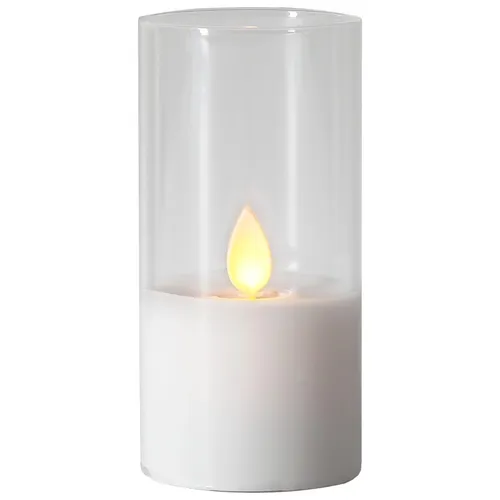 Star Trading LED Windlicht ,M-Twinkle' mit Flackereffekt, Batterie, Timer, weiß,