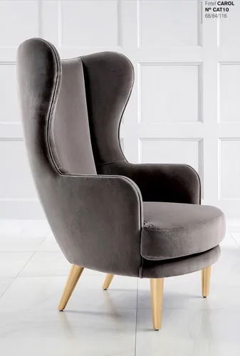 Eleganter Ohrensessel in Grau – Moderner Lehnstuhl für Ihr Wohnzimmer - Stilvoller Ohrensessel für Erwachsene, mit hochwertiger Polsterung und stabilen Holzgestell. Ideal für gemütliche Stunden im Wohnzimmer oder Arbeitszimmer.