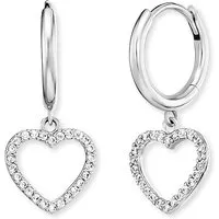 Engelsrufer Paar Creolen Herz ERE-HEARTSHINY-ZI-CR - Handgefertigte Ohrstecker mit Zirkonia - Ohrringe aus 925er Sterlingsilber, handgefertigt mit glitzernden Zirkonia, ideal für jeden Anlass – das perfekte Geschenk für besondere Momente!