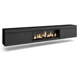 Stylischer TV-Schrank mit Elektrokamin XXL, 267x35x45 cm